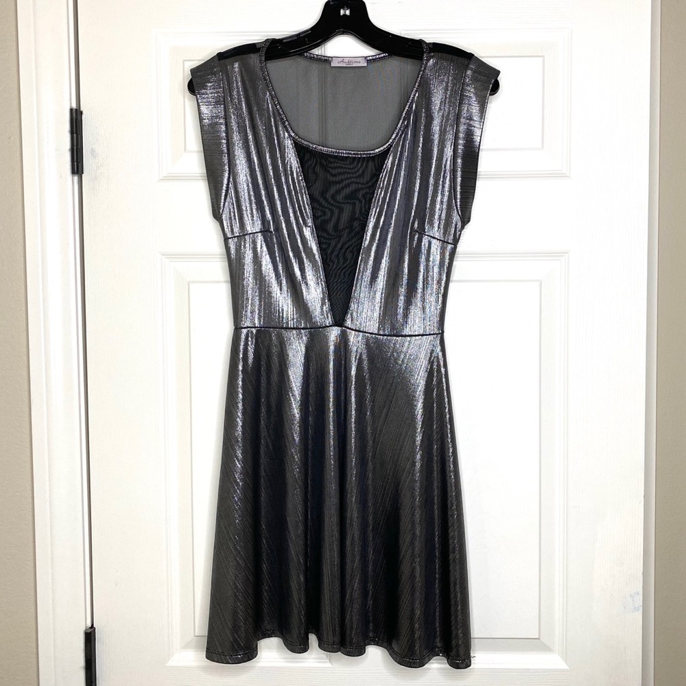 Silver Metallic & Mesh Dress